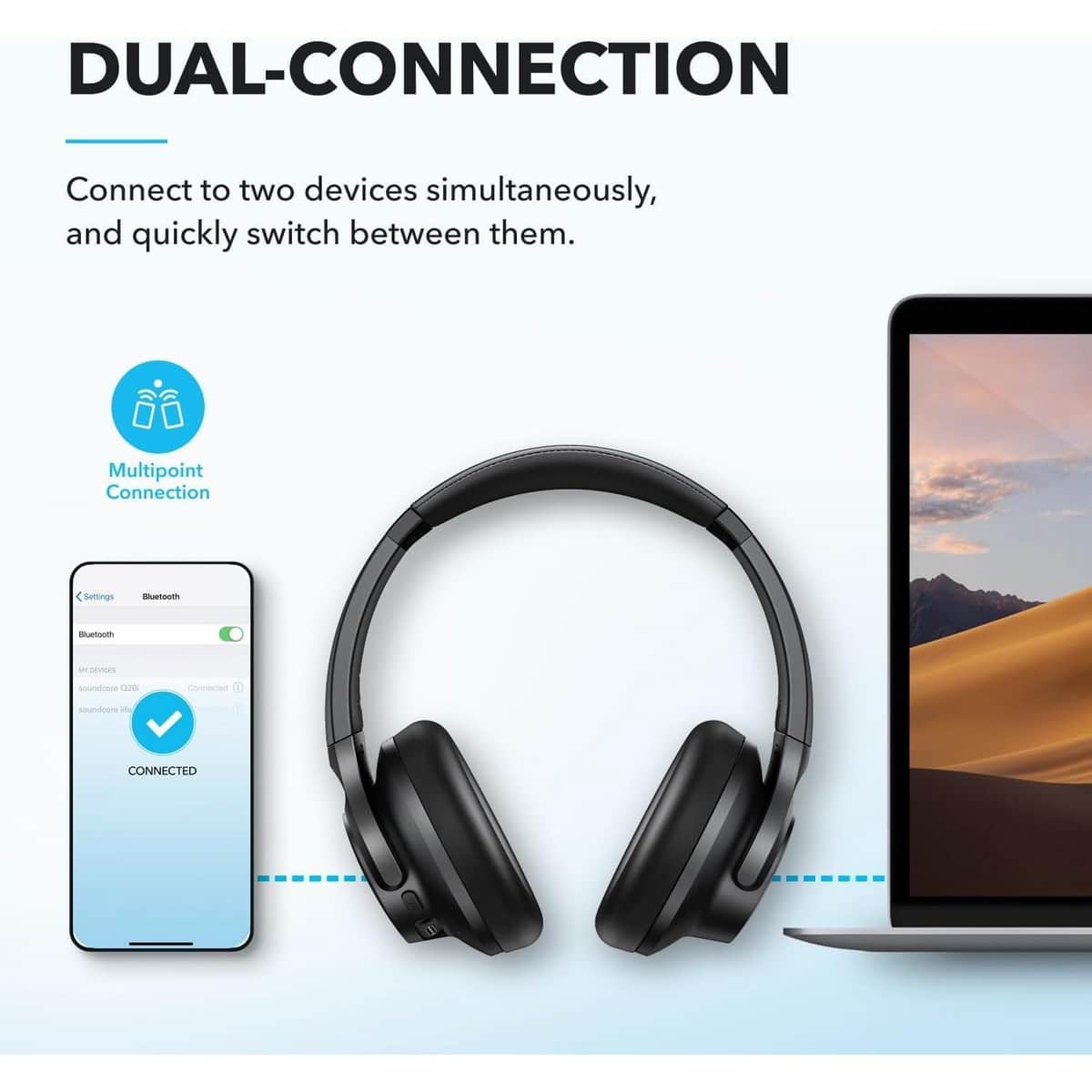 Soundcore Q20i Hybrid Wireless Over-Ear Headphones