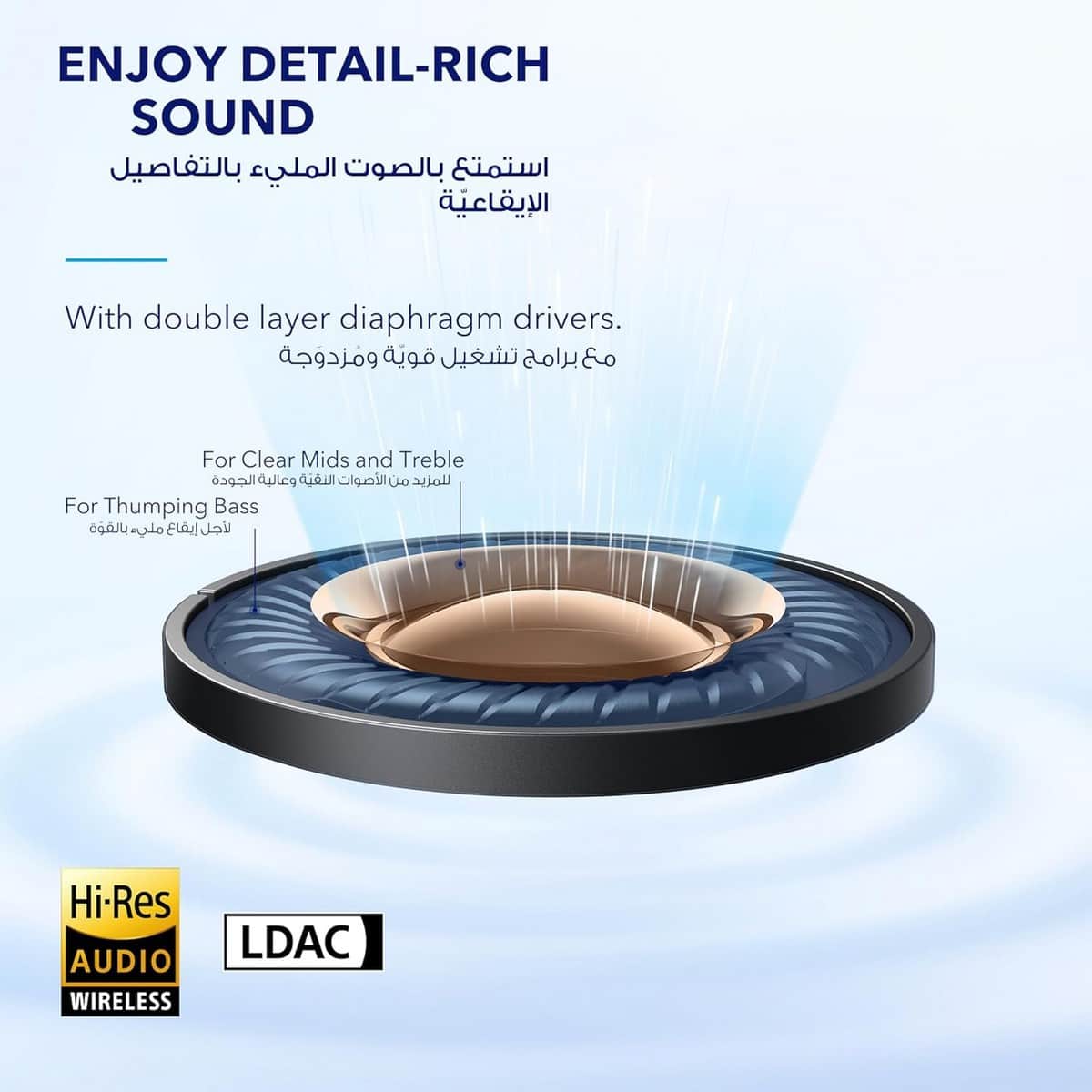 ساوندكور أسود سماعات أذن لاسلكية بالكامل Space A40