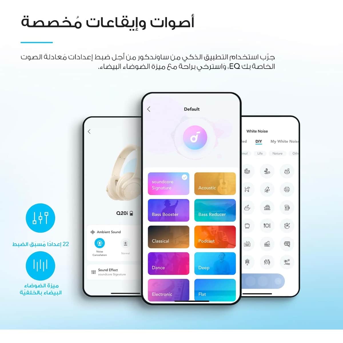 ساوندكور Q20i سماعات لاسلكية فوق الأذن هجين