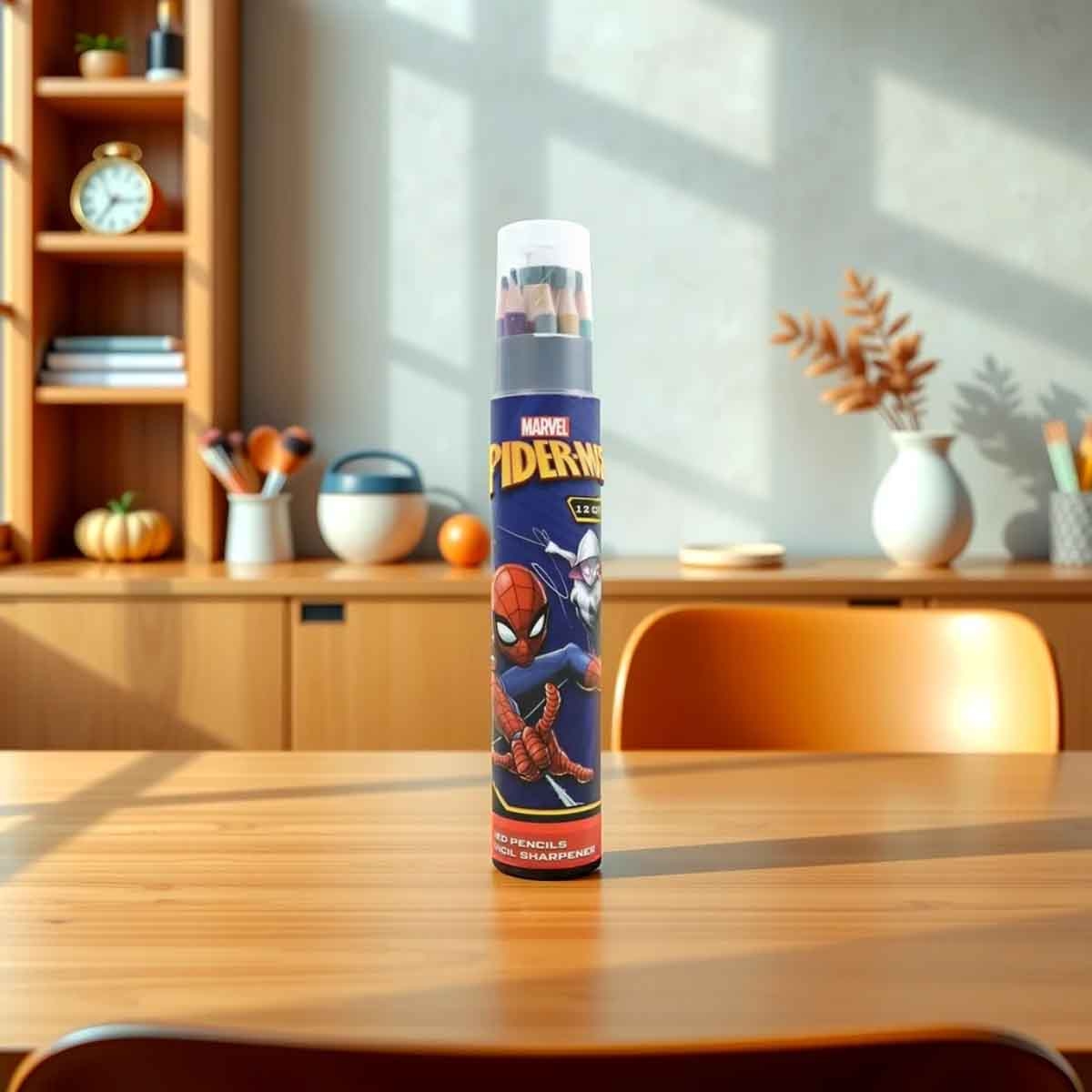 Spider-Man 12 Coloured Pencils with Sharpener Unisex, 3-4 Years