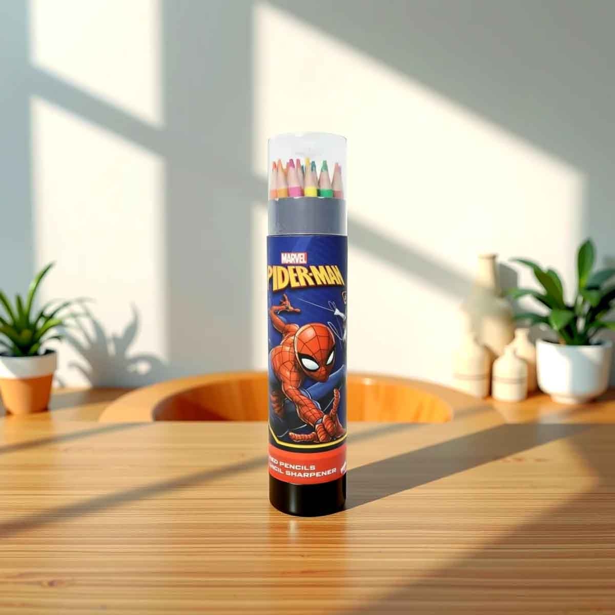 Spider-Man 24- Coloured Pencils with Sharpener Unisex, 3-4 Years