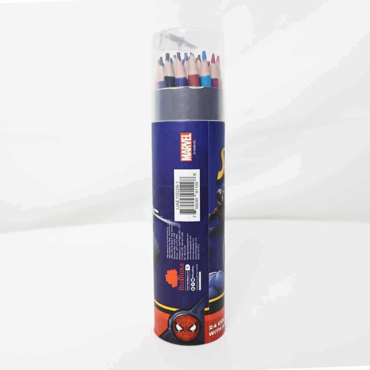 Spider-Man 24- Coloured Pencils with Sharpener Unisex, 3-4 Years