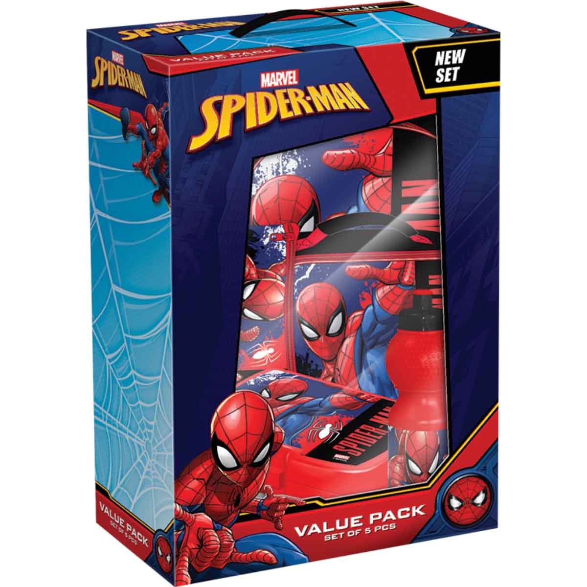 Spider-Man 5-in-1 14" Trolley Bag, Lunch Box, Bottle, Pencil Case & Lunch Bag Kit