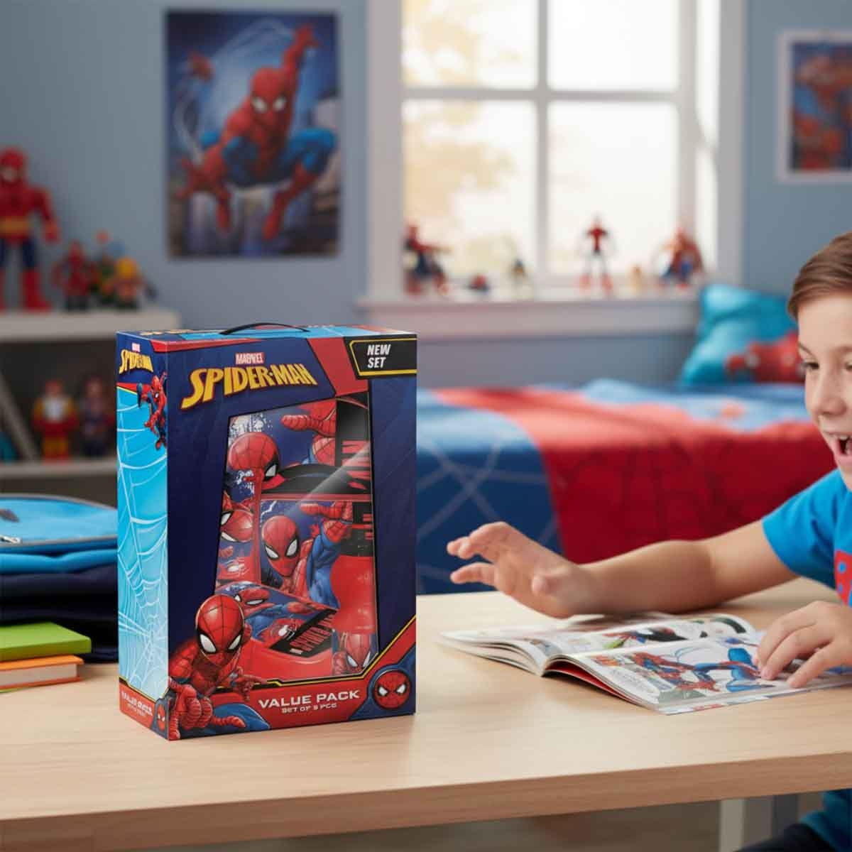 Spider-Man 5-in-1 14" Trolley Bag, Lunch Box, Bottle, Pencil Case & Lunch Bag Kit