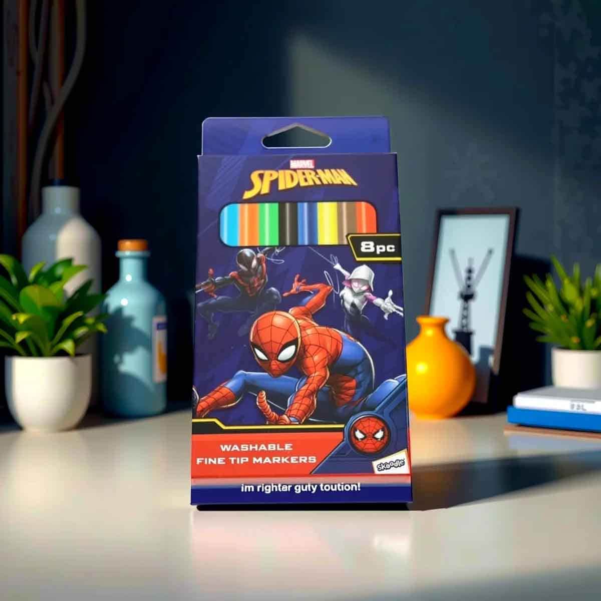 Spider-Man 8-Piece Washable Fine Tip Marker Unisex, 3-4 Years