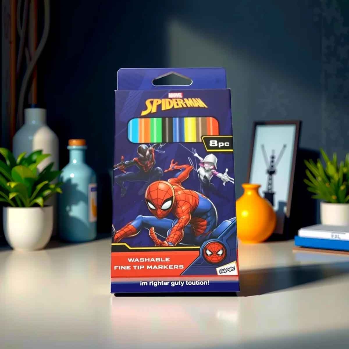 Spider-Man 8-Piece Washable Fine Tip Marker Unisex, 3-4 Years