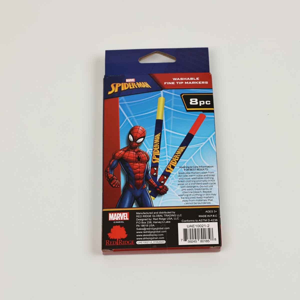 Spider-Man 8-Piece Washable Fine Tip Marker Unisex, 3-4 Years