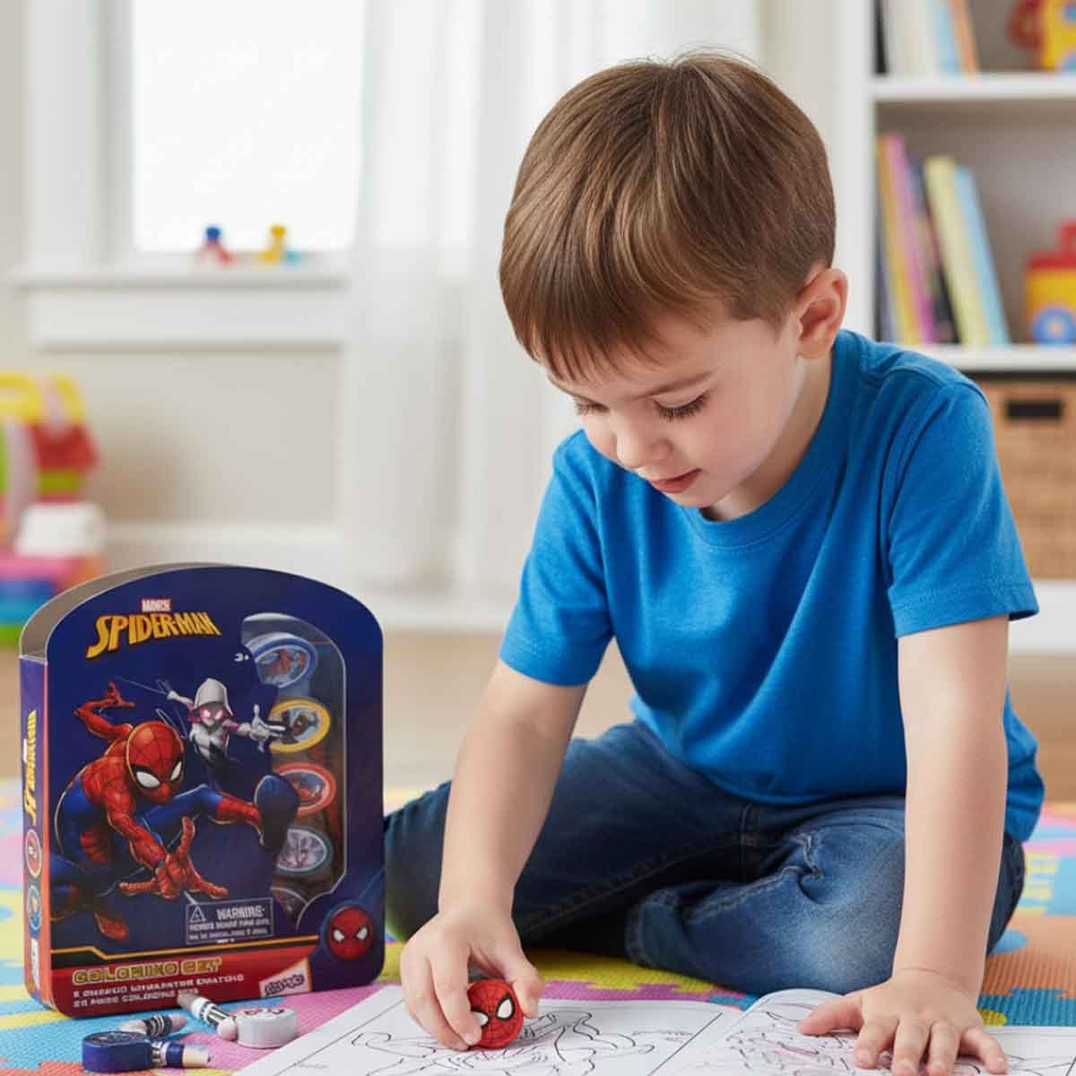 Spider-Man Coloring Set with Shaped Crayon Unisex, 3-4 Years
