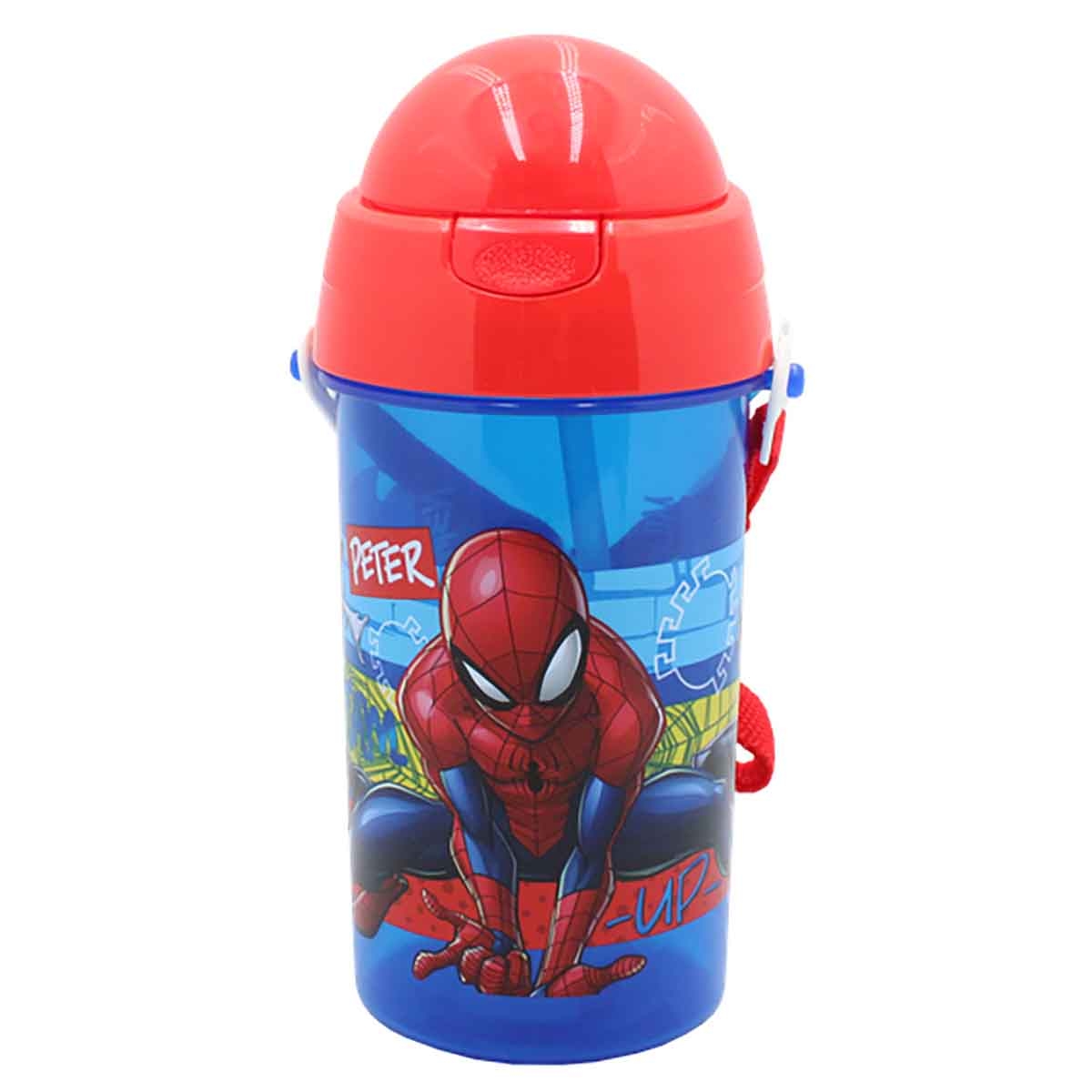 Spider-Man Marvel Pop-Up Flip Straw Water Bottle