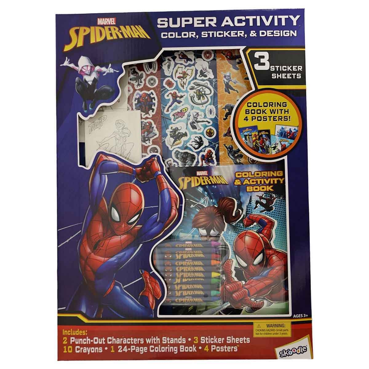 سبايدر مان مجموعة أنشطة وتلوين وتصميم وملصقات مميزة، للجنسين، للأعمار من 3 إلى 4 سنوات