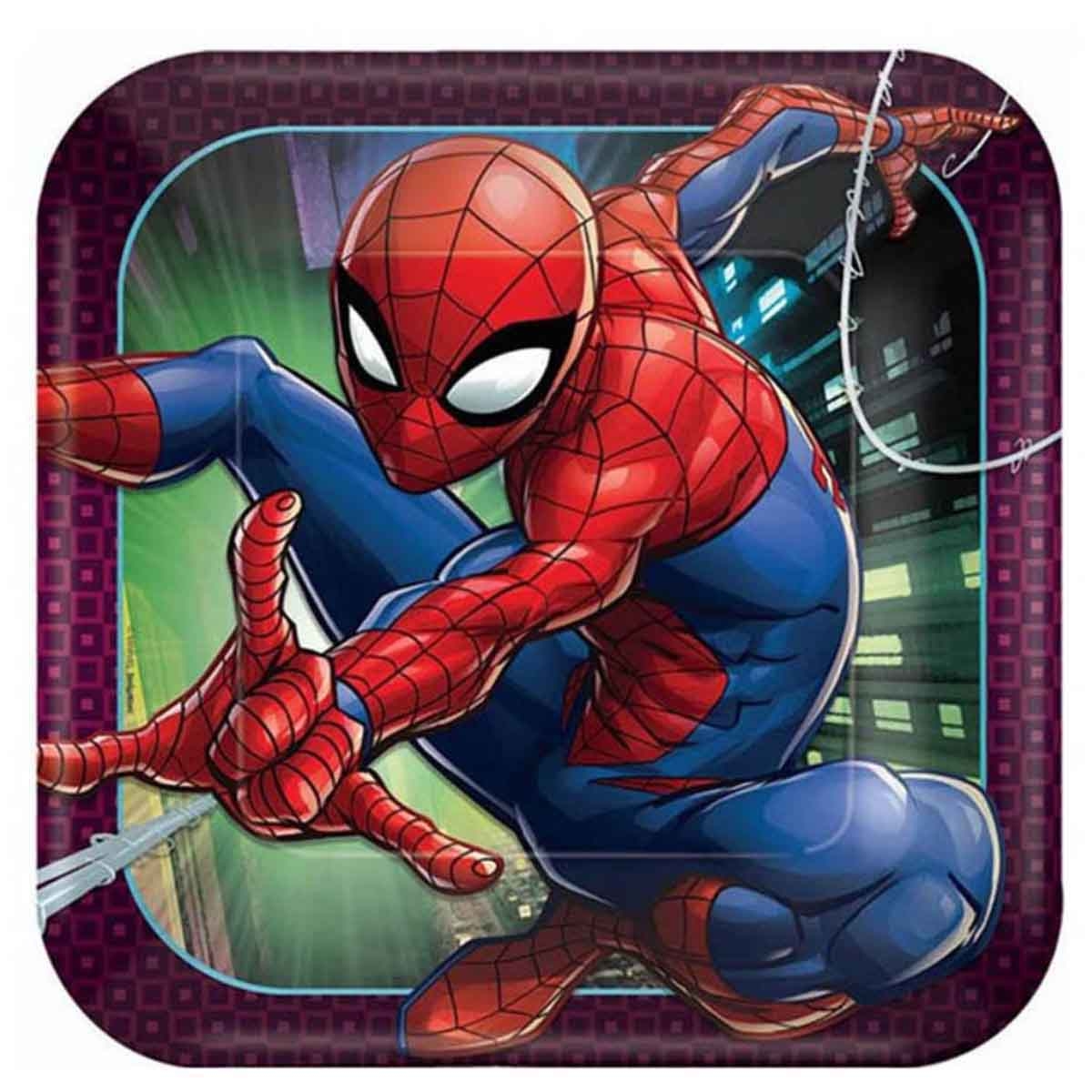 Spider-Man 8-Piece 9" Webbed Square Paper Plate Set