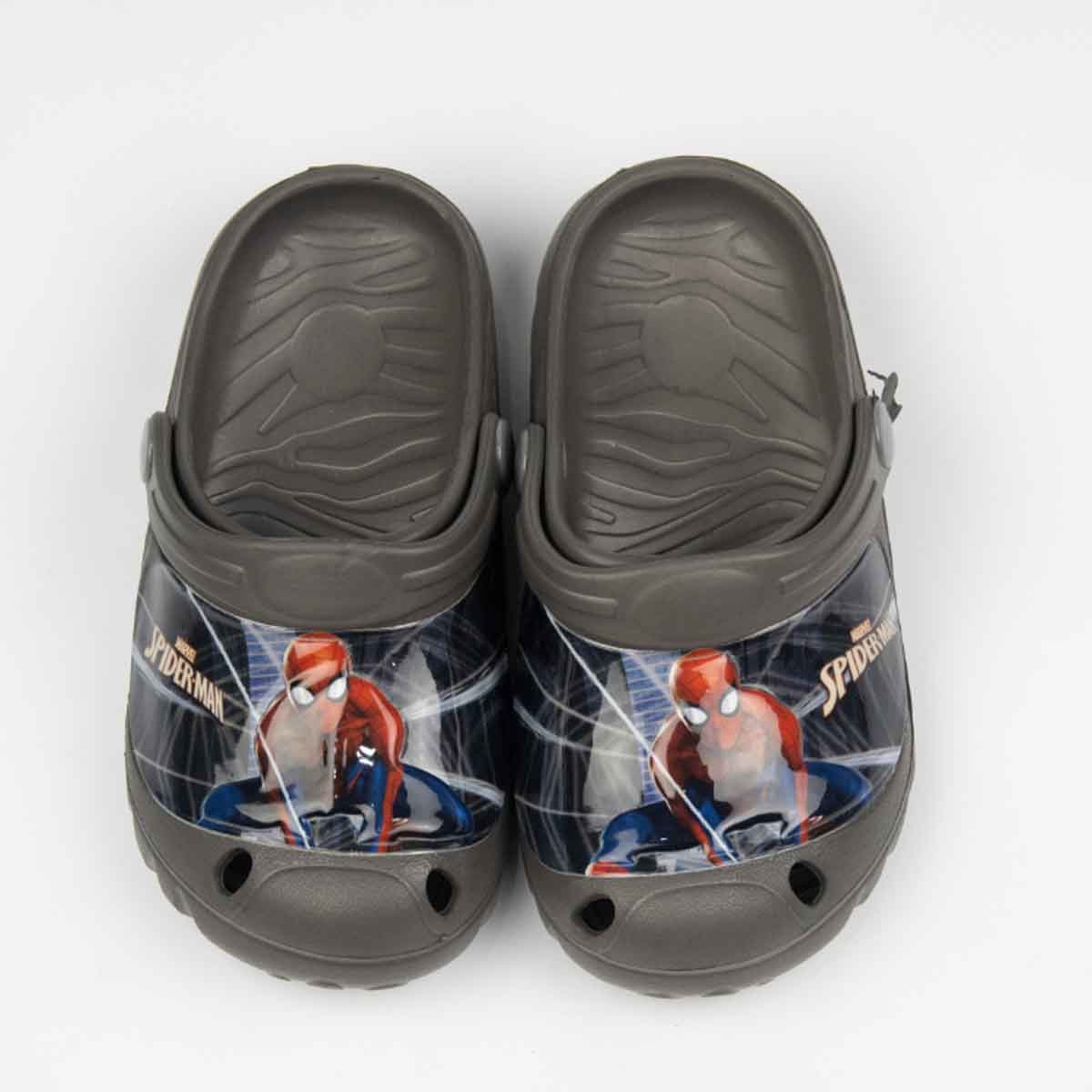 سبايدرمان صنادل خفيفة متينة للأولاد باللون الرمادي الداكن