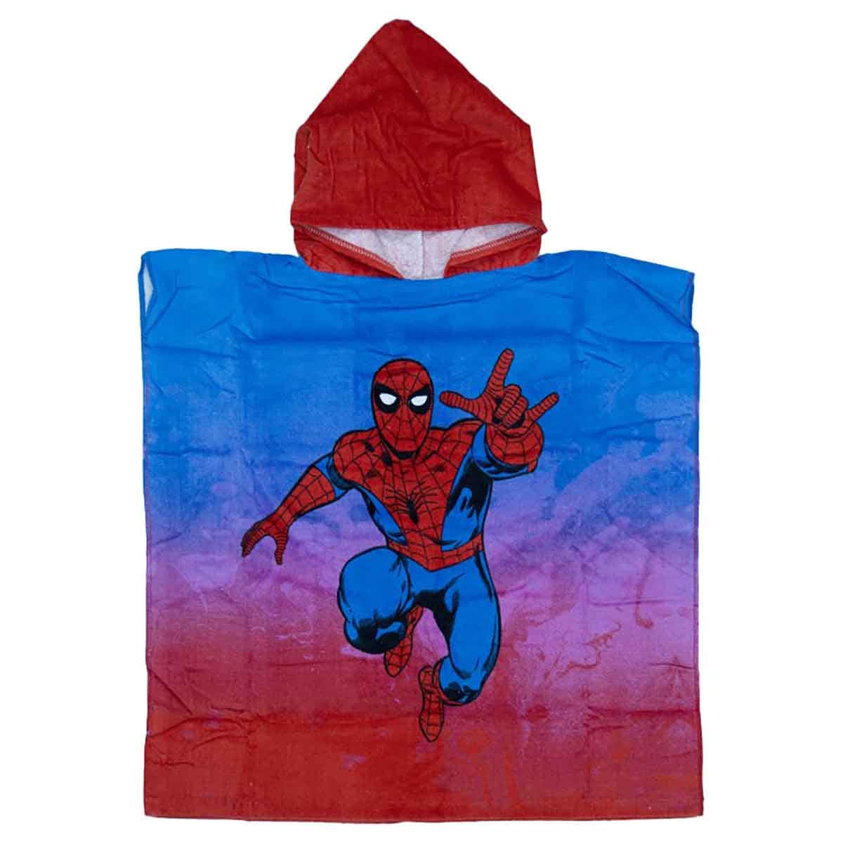Spiderman 100% Cotton Soft & Absorbent Hooded Poncho Kids Towel Boys, 3-4 Years