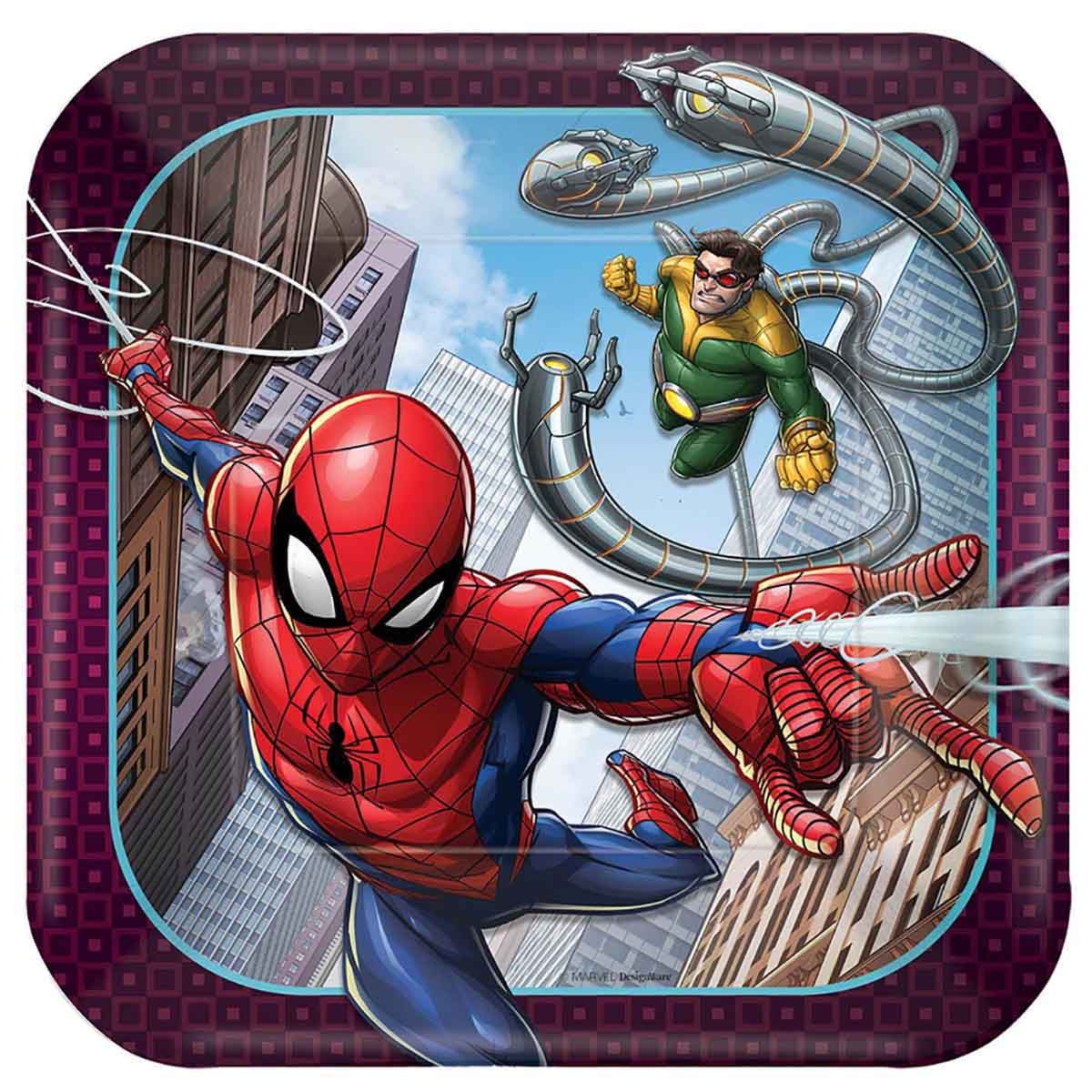 Spider-Man 8-Piece 7" Webbed Square Paper Plate Set