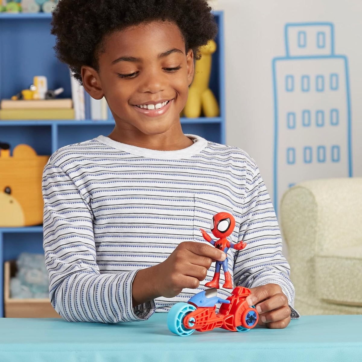Spidey And His Amazing Friend 4″ Action Figure with Spidey Motorcycle Unisex, 3-4 Years