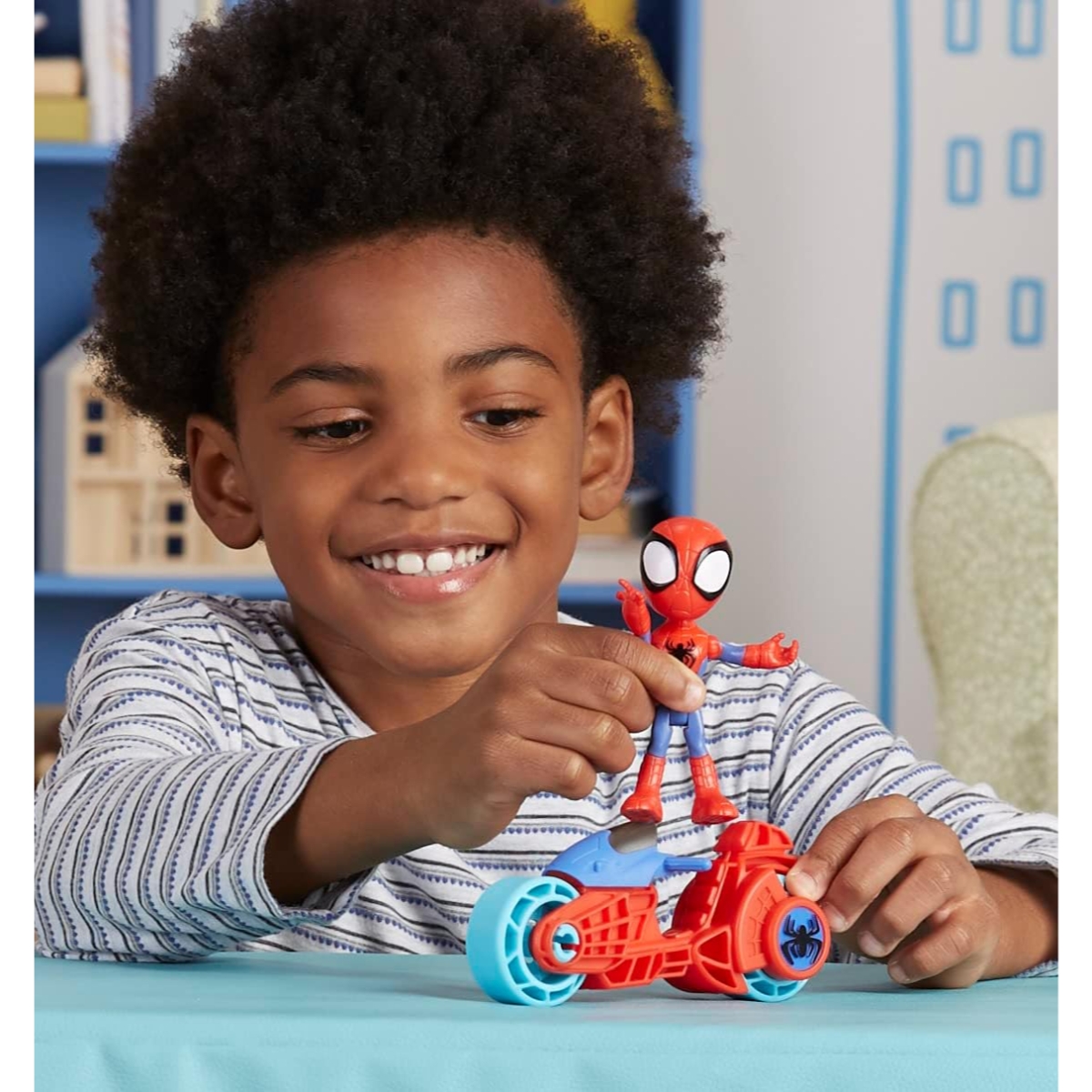 Spidey And His Amazing Friend 4″ Action Figure with Spidey Motorcycle Unisex, 3-4 Years