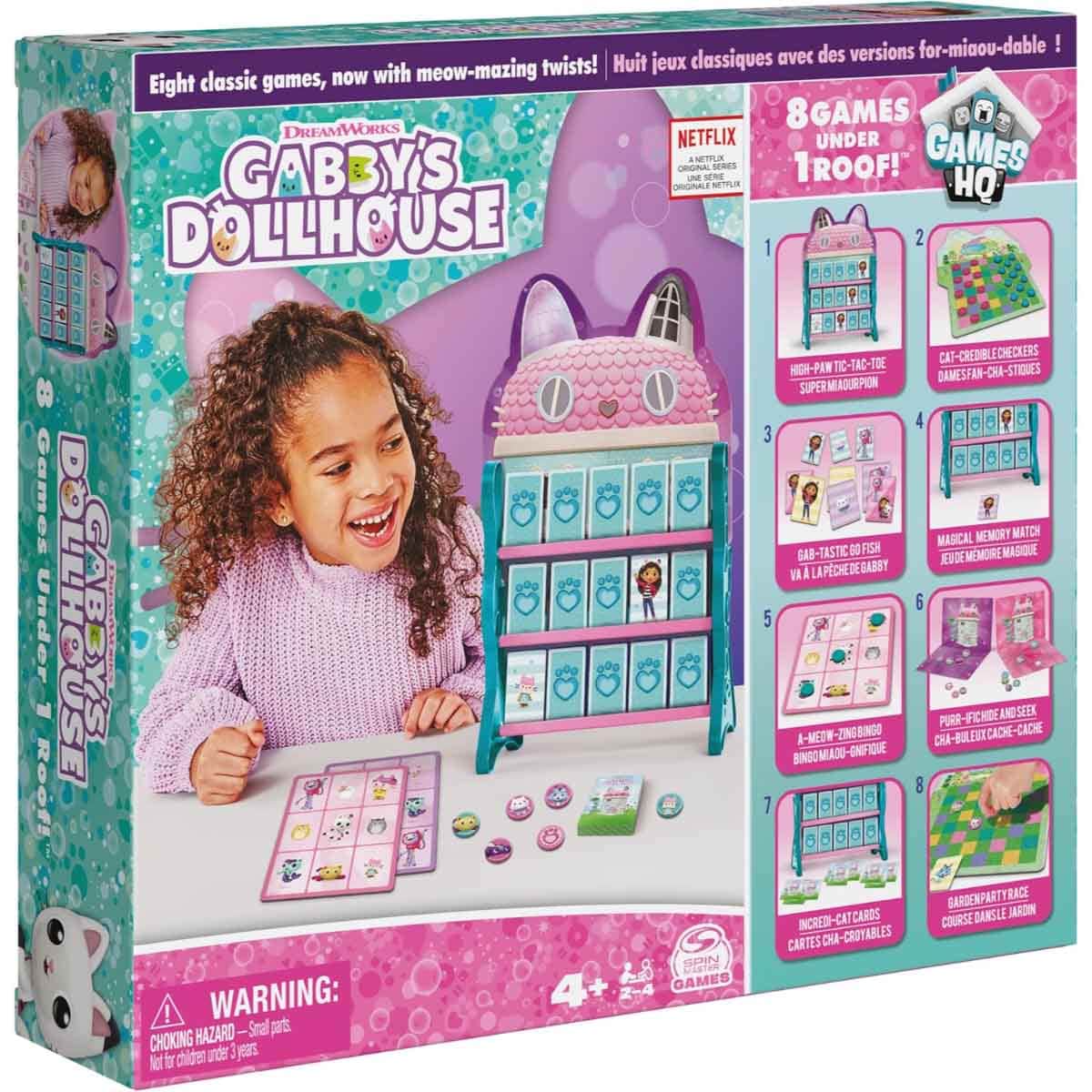 Spin Master 8 Games Under 1 Roof Gabby's Dollhouse Board Game Unisex, 5-7 Years