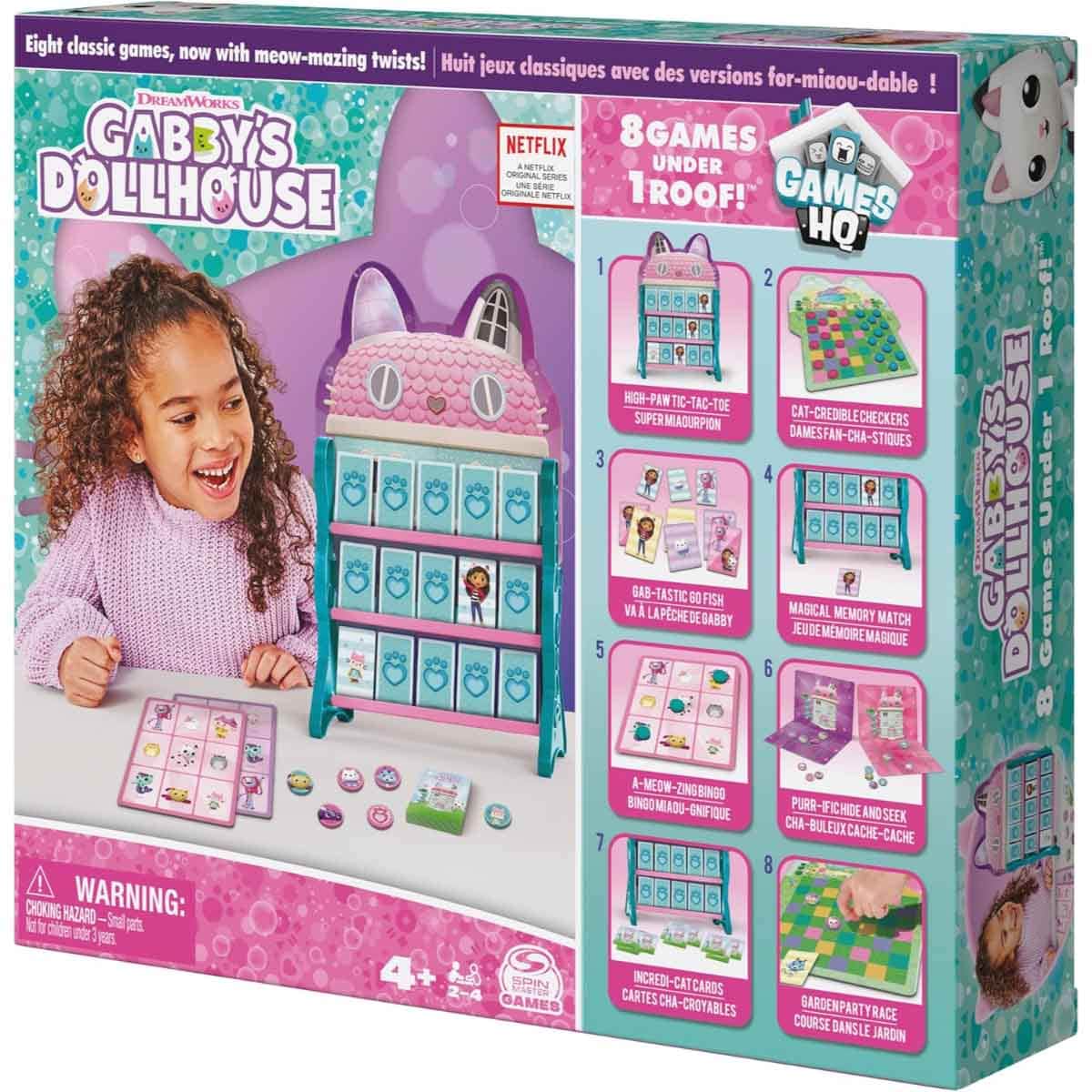 Spin Master 8 Games Under 1 Roof Gabby's Dollhouse Board Game Unisex, 5-7 Years