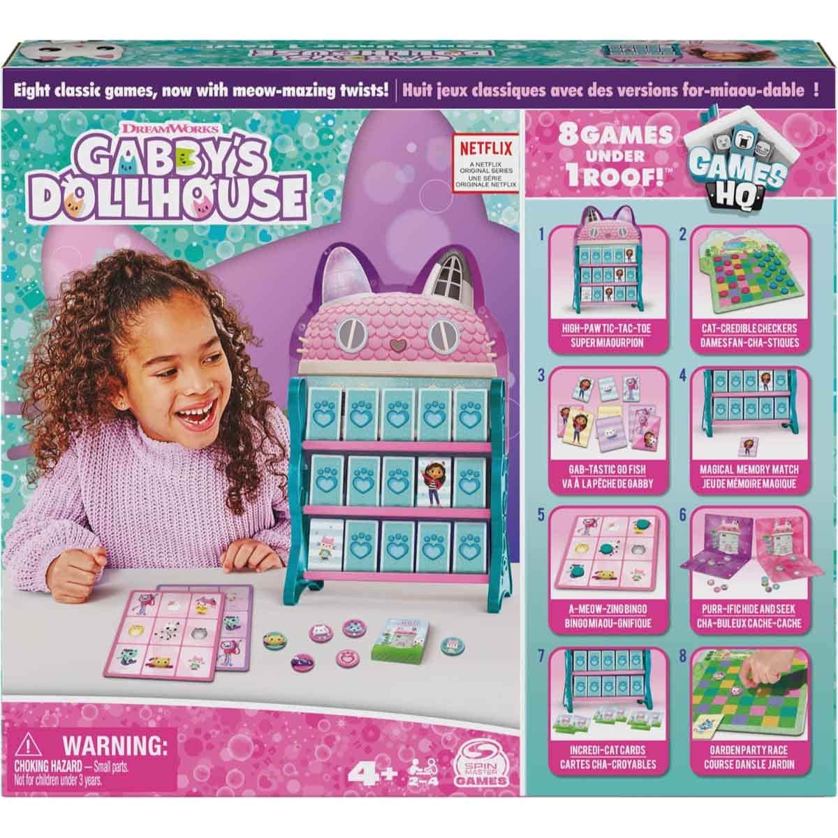 Spin Master 8 Games Under 1 Roof Gabby's Dollhouse Board Game Unisex, 5-7 Years