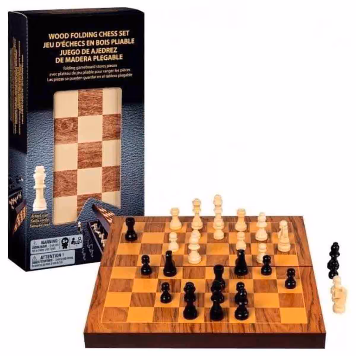 Spin Master Wood Folding Chess Set Board Game Unisex, 5-7 Years