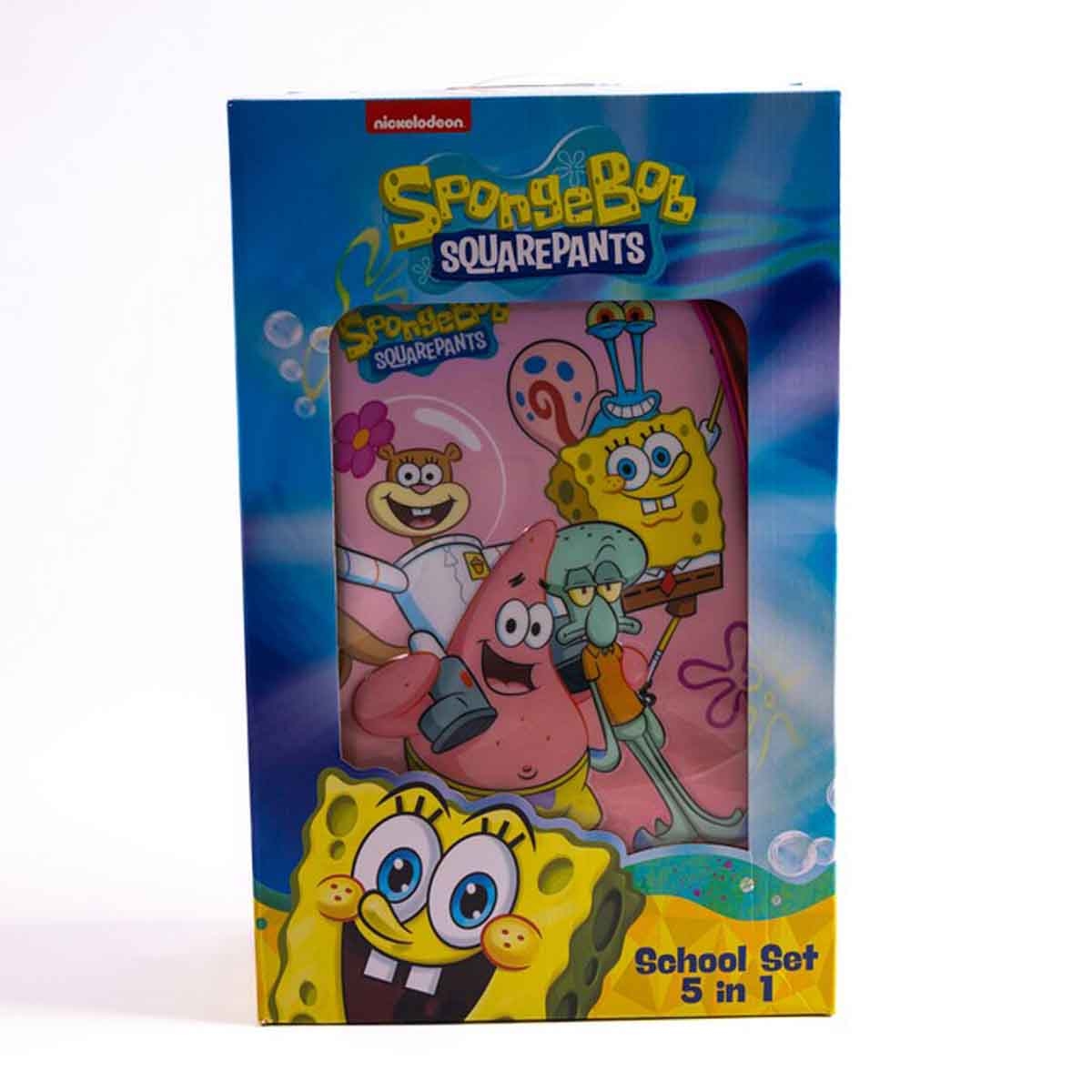Spongebob 18" Trolley Bag School Set with Lunch Bag, Pencil Case, Water Bottle & Lunch Box