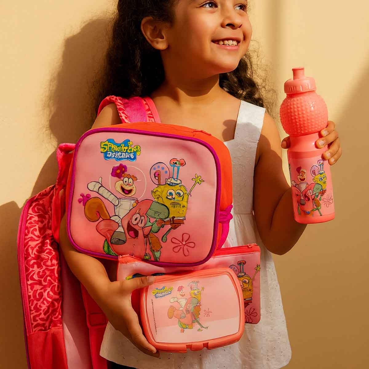 Spongebob 18" Trolley Bag School Set with Lunch Bag, Pencil Case, Water Bottle & Lunch Box