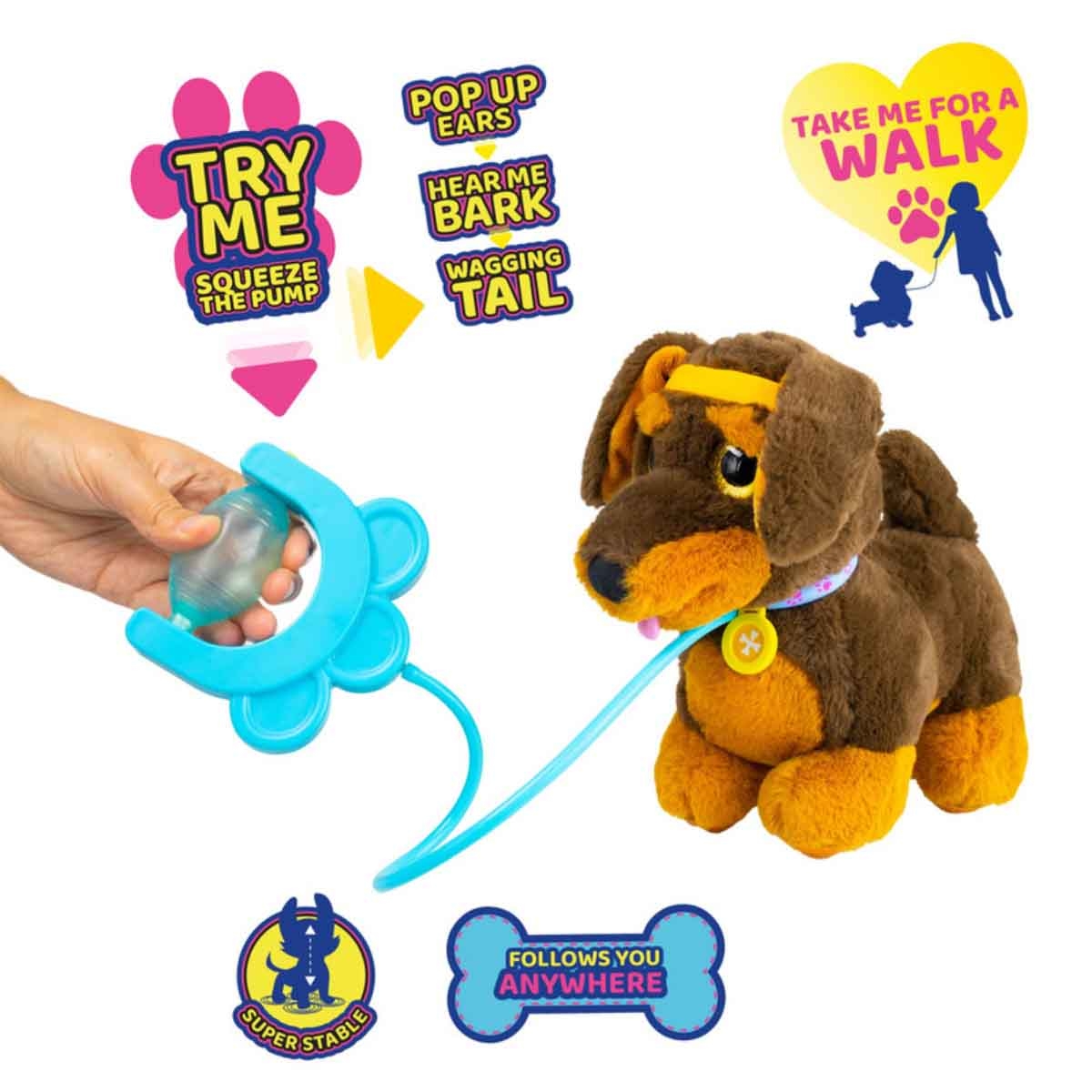 سبرنت دمية محشوة جرو داشهند مع حبل سحب للأطفال من عمر 0-2 سنة