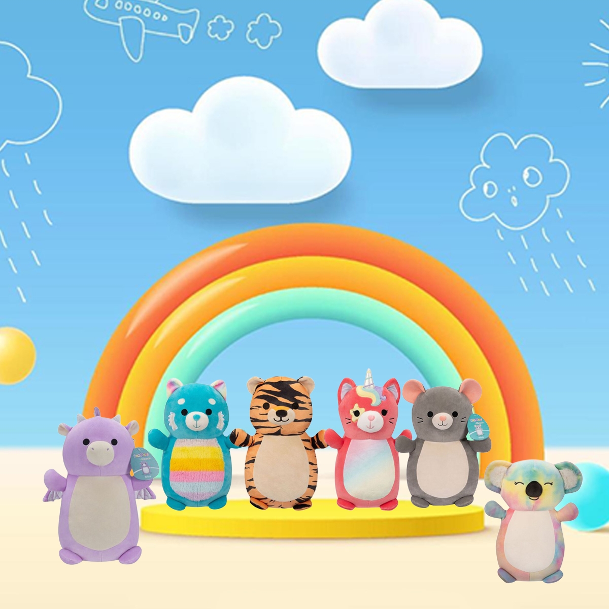 Squishmallows 10″ Hugmees Assorted Plush Toy Unisex, 3-4 Years