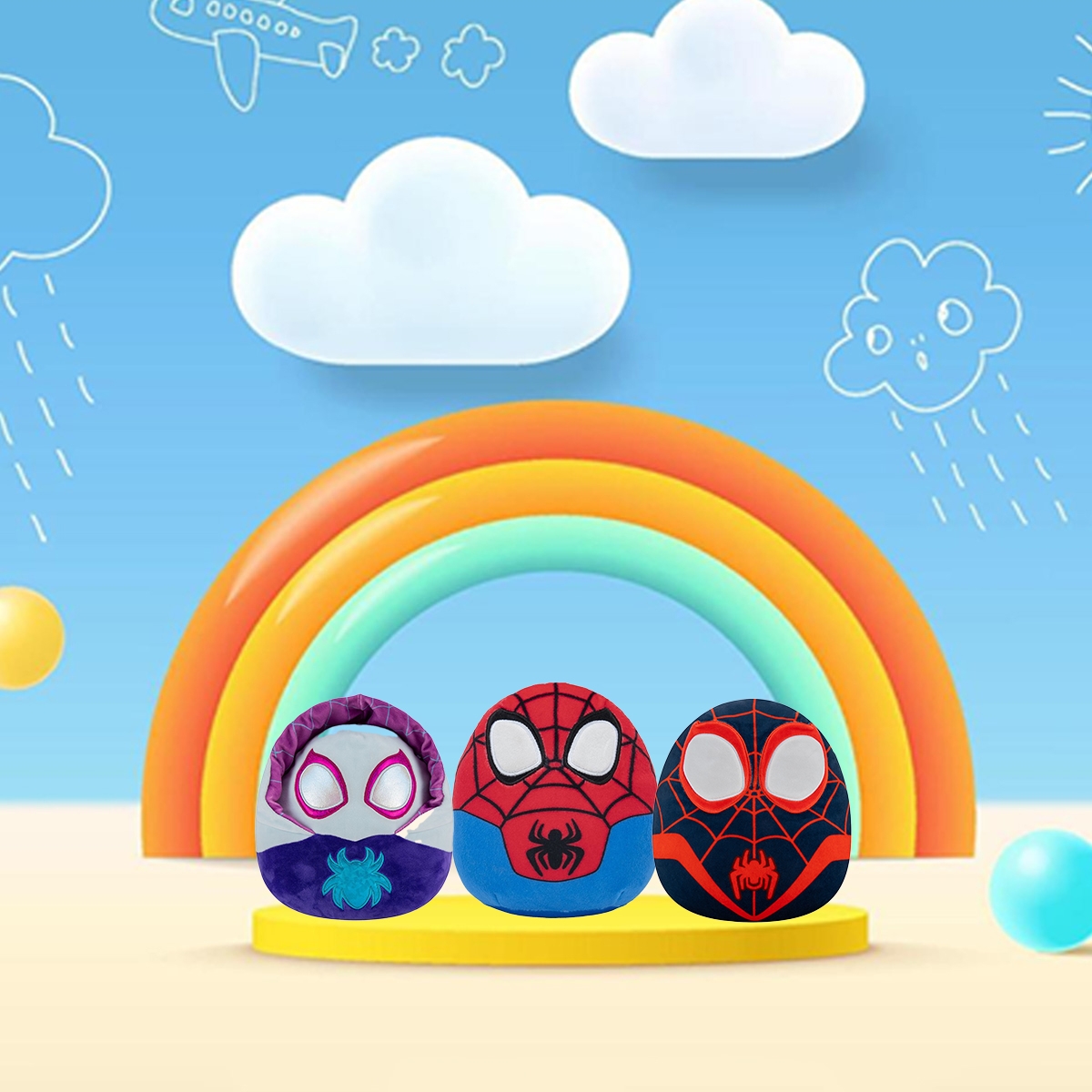 سكويشمالوز لعبة محشوة 10 إنش، سبايدرمان، سلسلة متنوعة، للجنسين، من عمر 3 إلى 4 سنوات