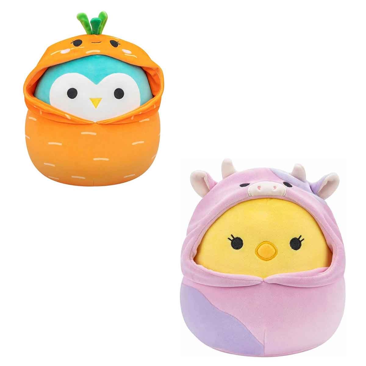 Squishmallows 12″ Easter Winston the Owl & 12″ Aimee the Chick in Cow Hoodie Plush Toy Bundle Unisex, 3-4 Years