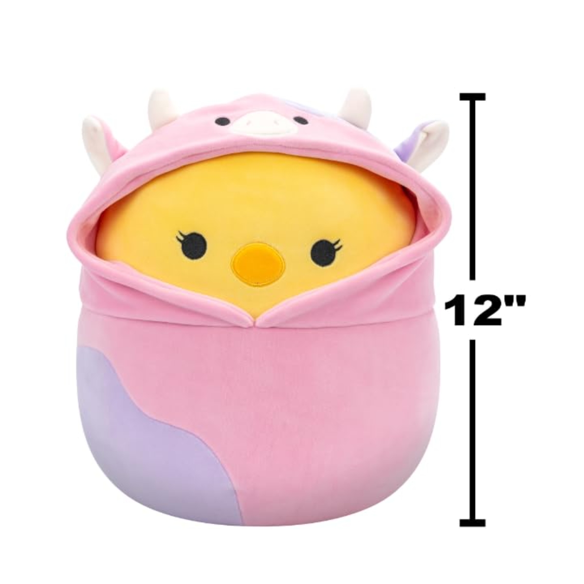Squishmallows 12″ Aimee the Chick in Cow Hoodie Plush Toy Unisex, 3-4 Years