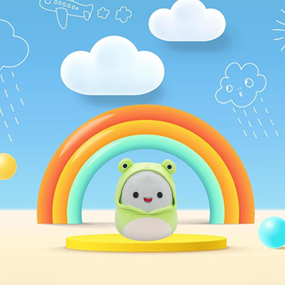 Squishmallows 12″ Gordon the Shark in Frog Hoodie Plush Toy Unisex, 3-4 Years