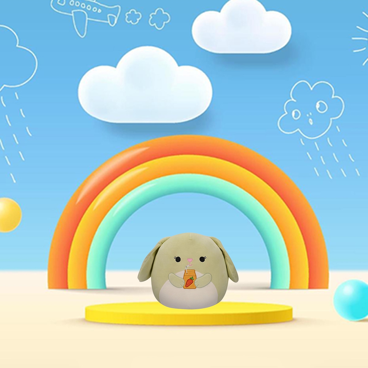 سكويشمالوز لعبة محشوة 12 إنش، هارا الأرنب، للجنسين، من عمر 3 إلى 4 سنوات