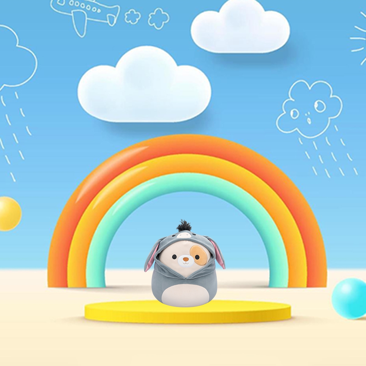 سكويشمالوز 12 إنش هاريسون الكلب بزي حمار دمية محشوة للجنسين، 3-4 سنوات