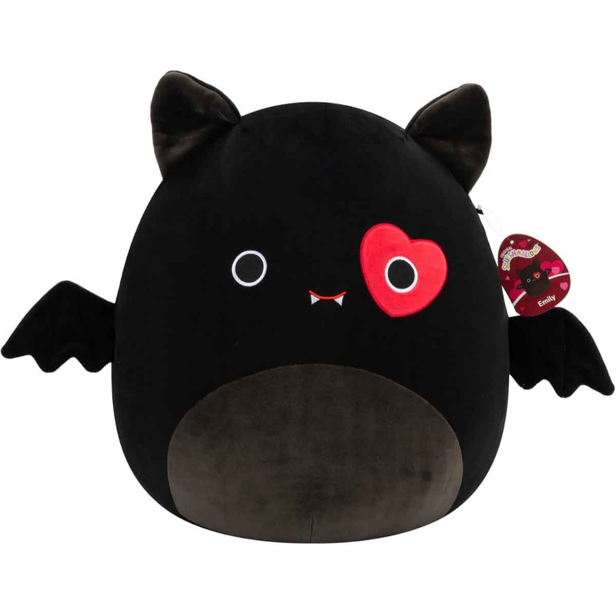 Squishmallows 16″ Emily - Black Bat with Heart Eyepatch Large Plush Toy Unisex, 3-4 Years