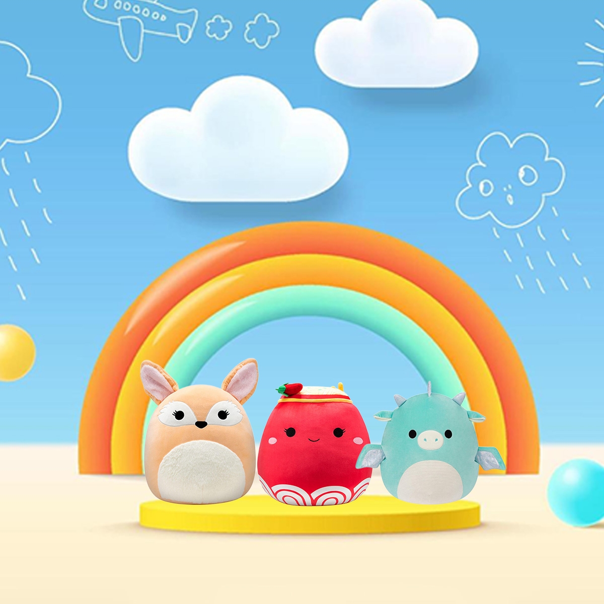 سكويشمالوز دمية محشوة فاخرة وقابلة للجمع بحجم 16 إنش، للجنسين، من عمر 3 إلى 4 سنوات