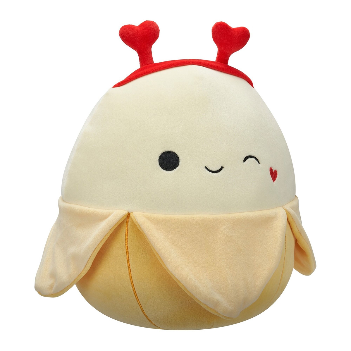 سكويشمالوز لعبة محشوة كبيرة 16 إنش جوني - موزة صفراء تغمز مع طوق قلب، للجنسين، من عمر 3 إلى 4 سنوات