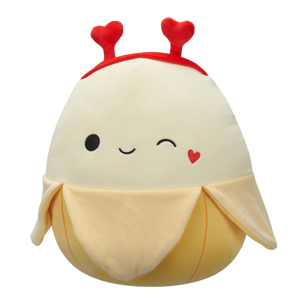 سكويشمالوز لعبة محشوة كبيرة 16 إنش جوني - موزة صفراء تغمز مع طوق قلب، للجنسين، من عمر 3 إلى 4 سنوات