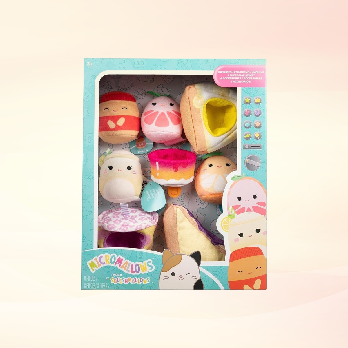 Squishmallows 2.5" Micromallows Delux Snack Machine Plush Toy Set with Accessory Unisex, 3-4 Years