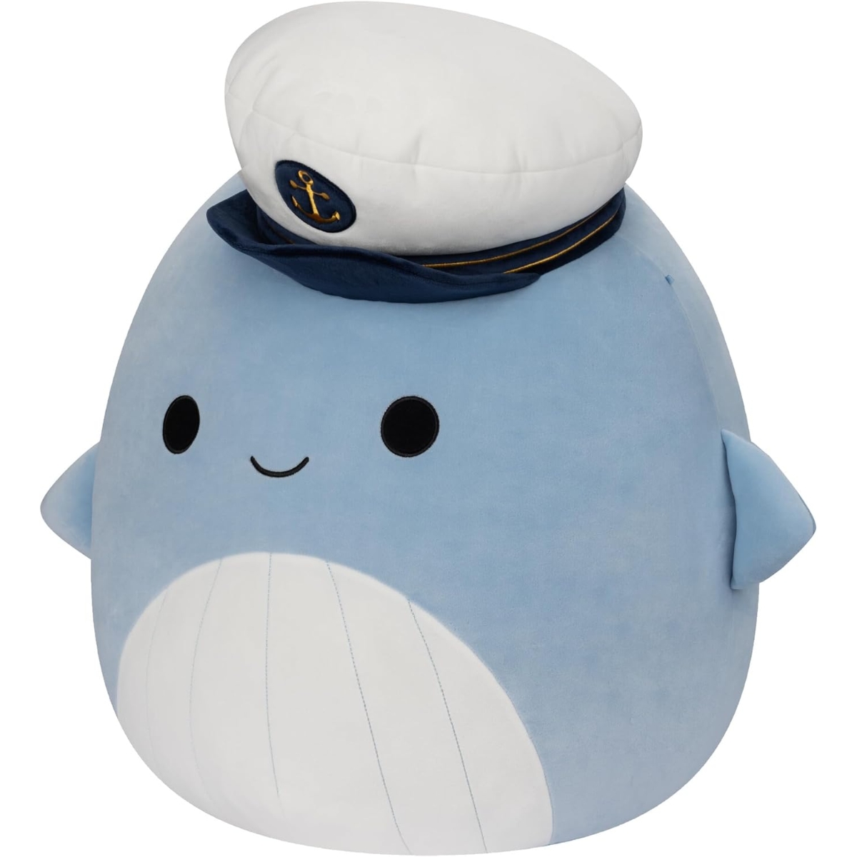 سكويشمالوز دمية محشوة على شكل حوت سامير مع قبعة بحار 20 إنش، للجنسين، من عمر 3 إلى 4 سنوات