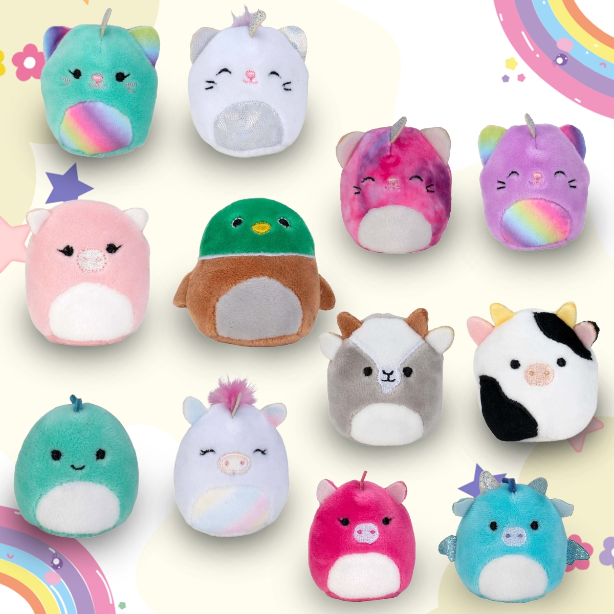 Squishmallows 2″ Squishville Mystery Unicorn Assorted Plush Toy Toddler, 0-2 Years, Pack of 4