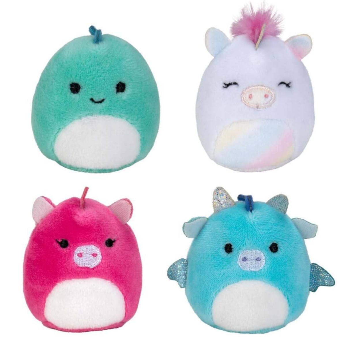 Squishmallows 2″ Squishville Mystery Unicorn Assorted Plush Toy Toddler, 0-2 Years, Pack of 4