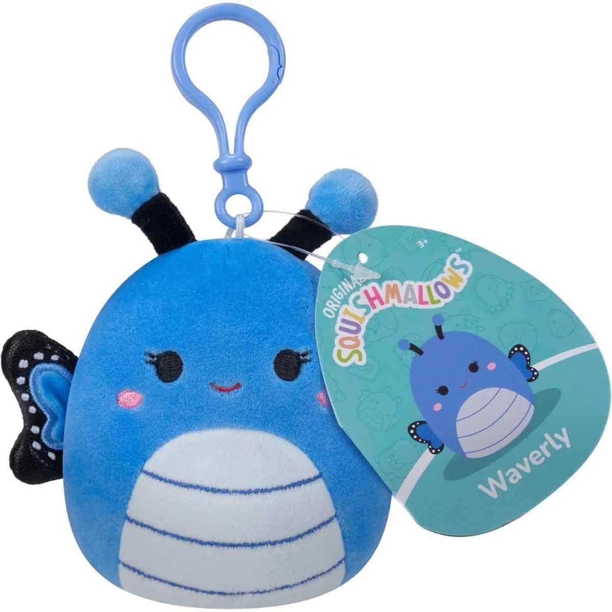 Squishmallows 3.5" Waverly Blue Butterfly & 3.5″ Lancaster the Yellow Triceratops Clip-On Plush Toy Bundle Unisex, 3-4 Years