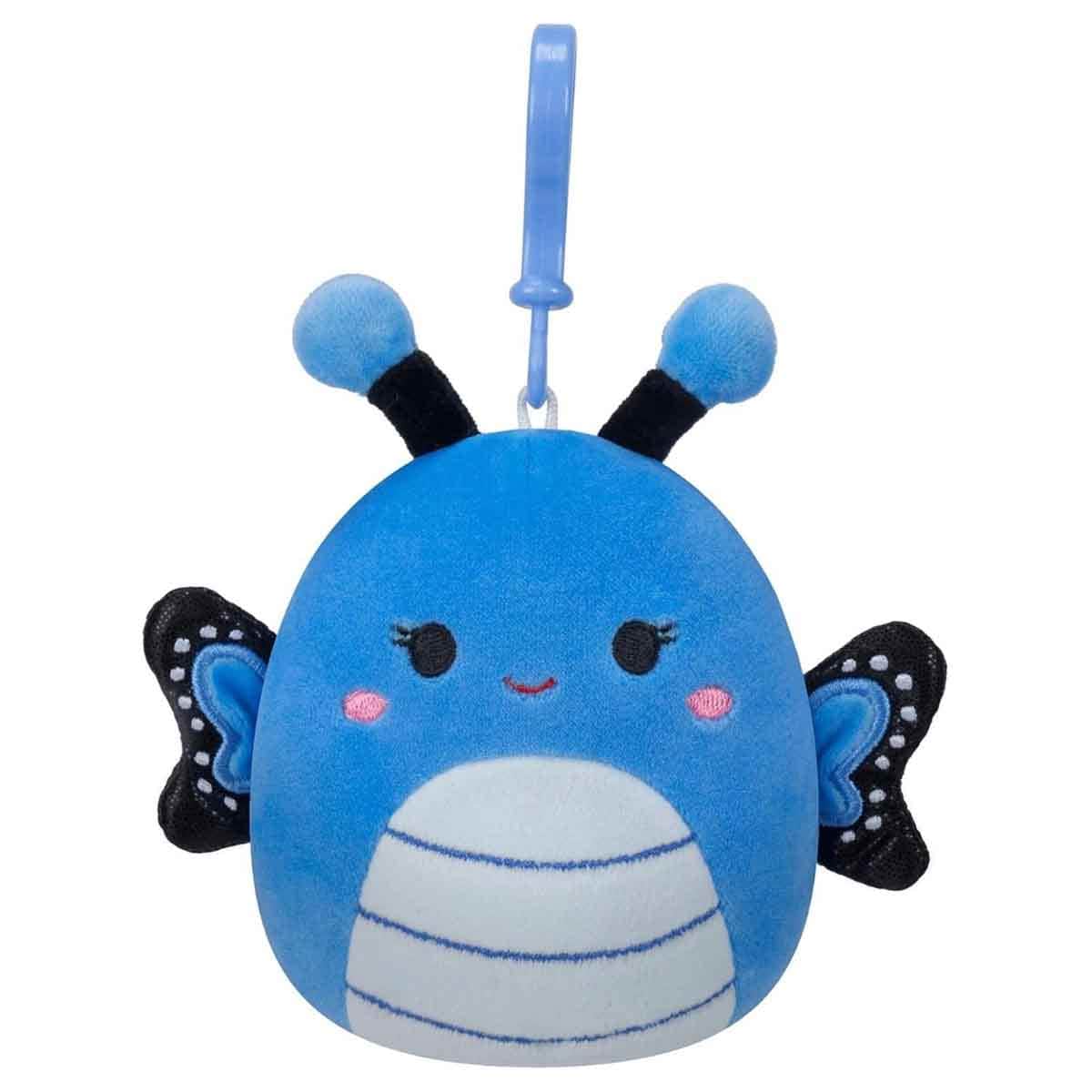 Squishmallows 3.5" Waverly Blue Butterfly & 3.5″ Lancaster the Yellow Triceratops Clip-On Plush Toy Bundle Unisex, 3-4 Years