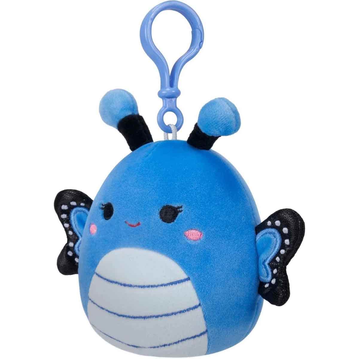 Squishmallows 3.5" Waverly Blue Butterfly & 3.5″ Lancaster the Yellow Triceratops Clip-On Plush Toy Bundle Unisex, 3-4 Years