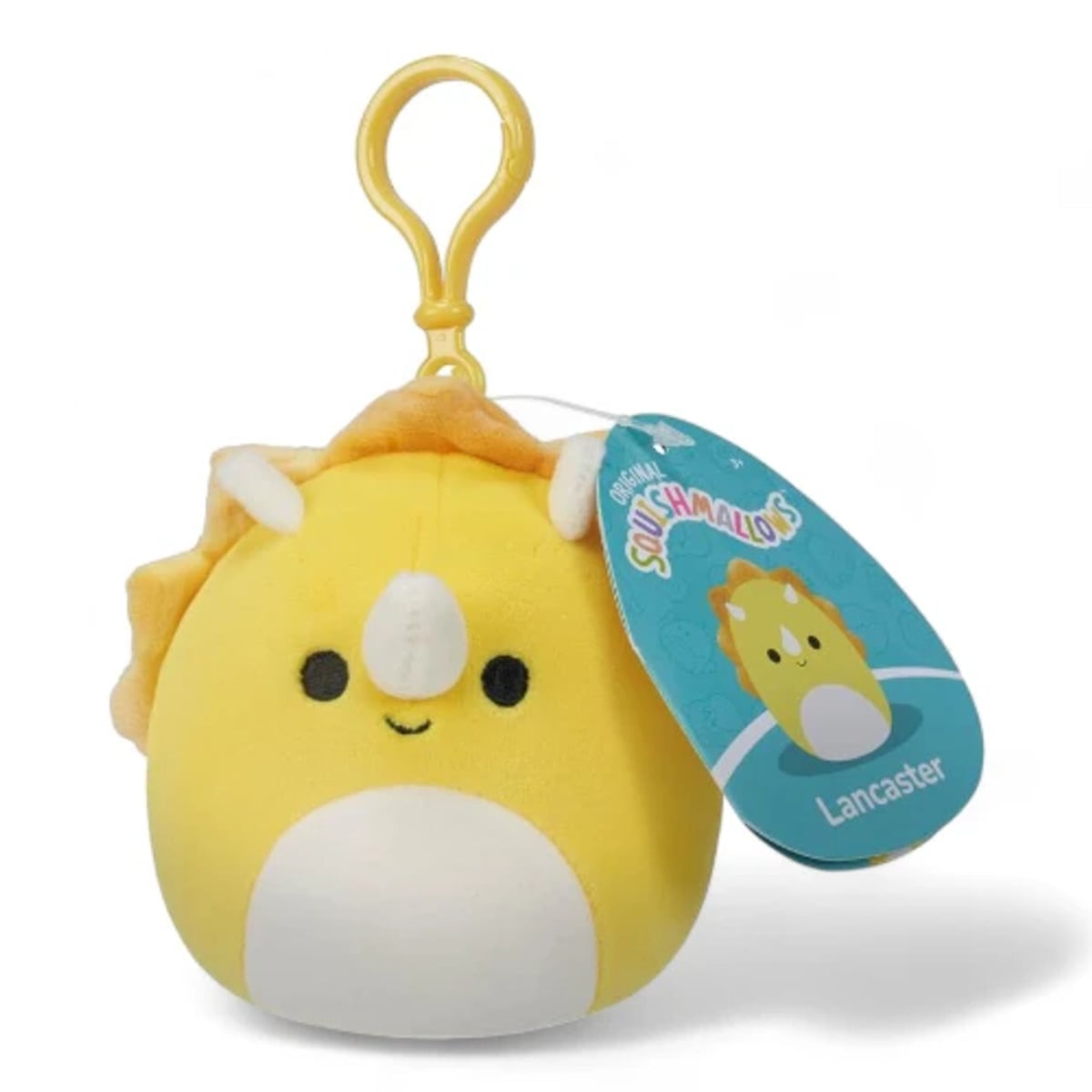 Squishmallows 3.5″ Lancaster the Yellow Triceratops Little Clip-On Plush Toy Unisex, 5-7 Years