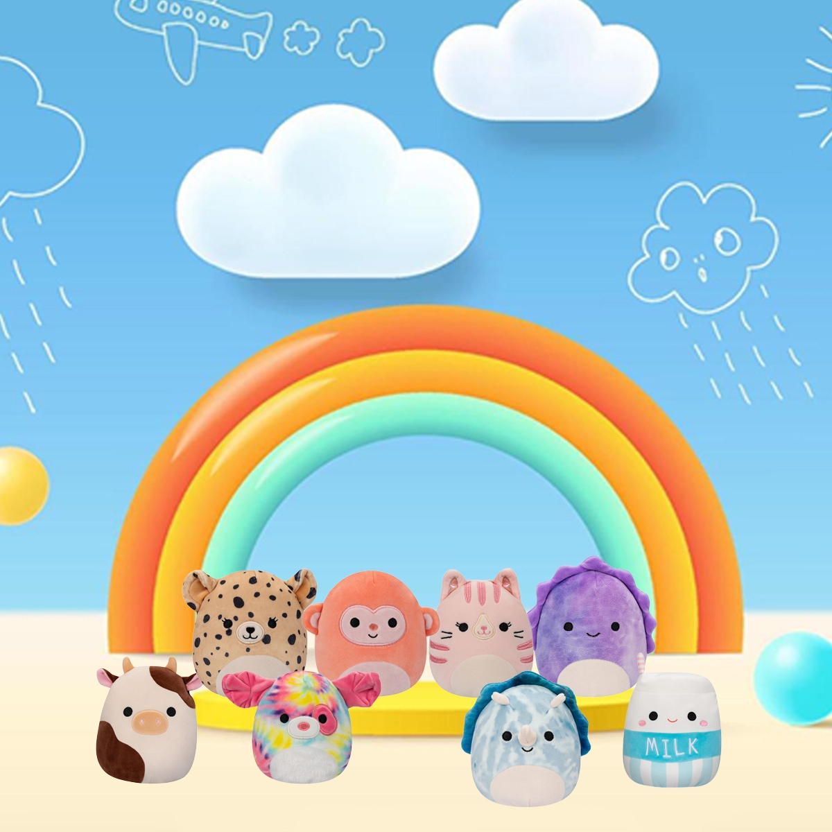 سكويشمالوز 5 إنش فليب أمالوز دمية محشوة منوعة للجنسين، 3-4 سنوات