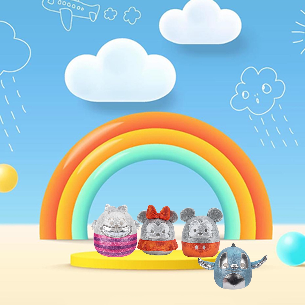 Squishmallows 5″ Mickey & Friends Plush Toy Unisex, 3-4 Years, Pack of 4