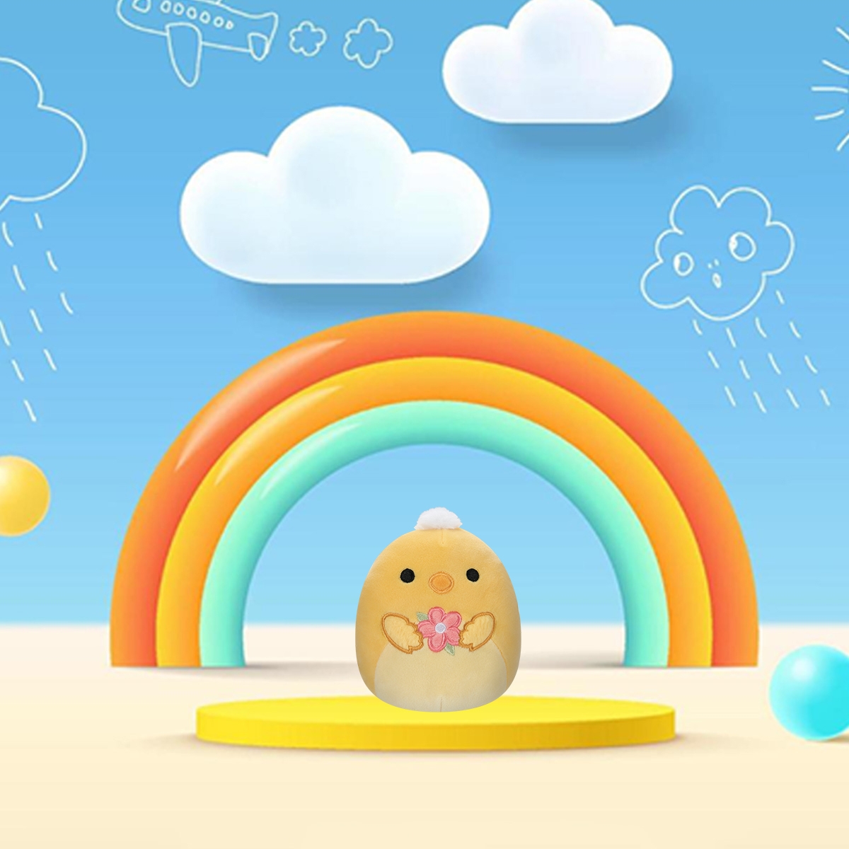 سكويشمالوز لعبة محشوة 5 إنش، تريستون الكتكوت، للجنسين، من عمر 3 إلى 4 سنوات