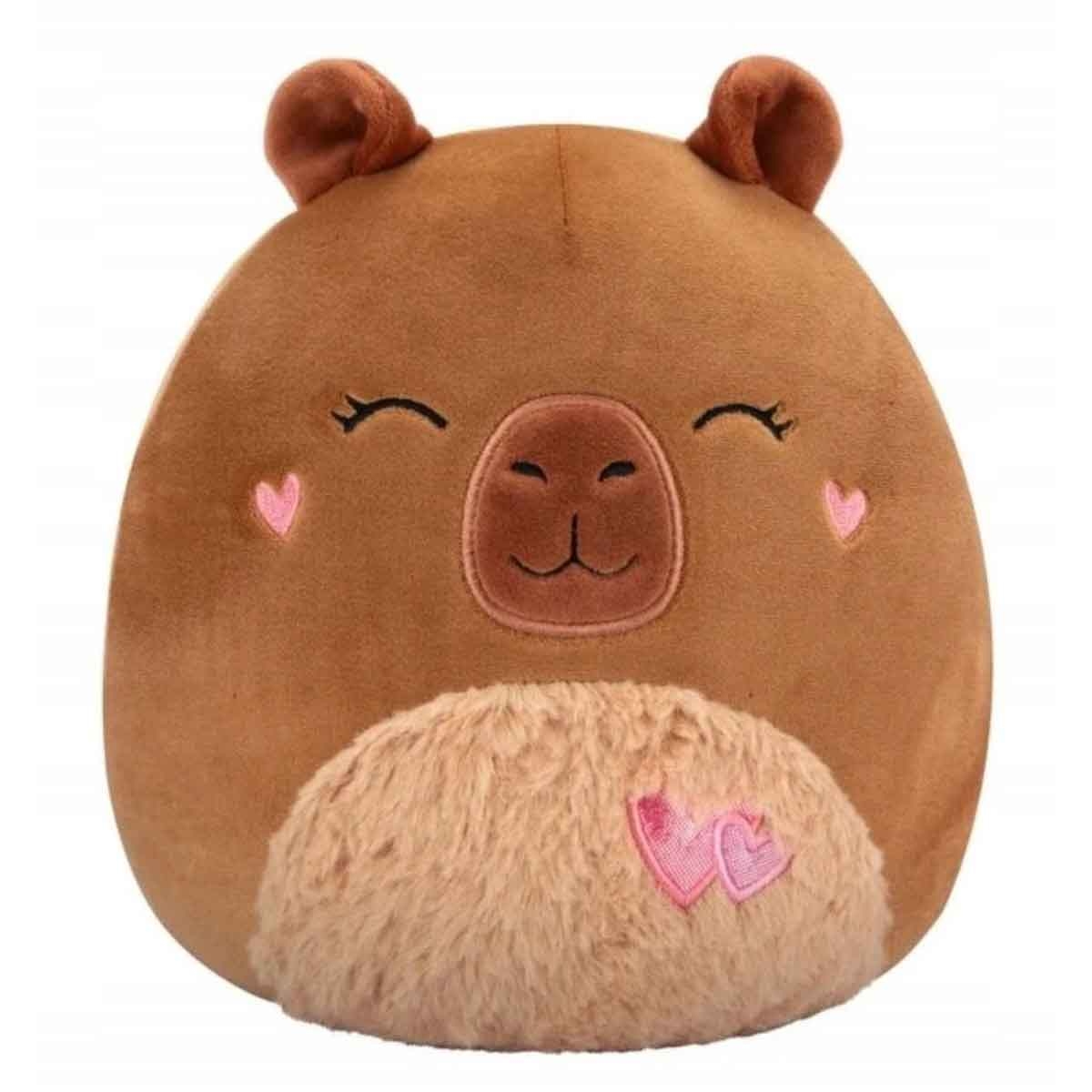 سكويشميلوز لعبة محشوة ليجيان كابيبارا بني 7.5 إنش بعيون مغمضة وقلوب للجنسين، 3-4 سنوات